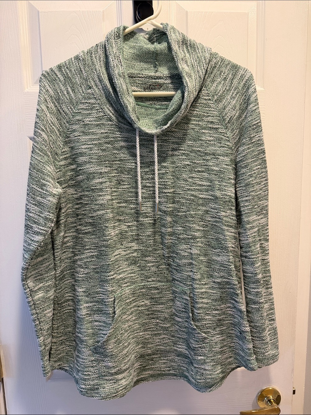 Green Marled Cowl-Neck Sweatshirt Top XL